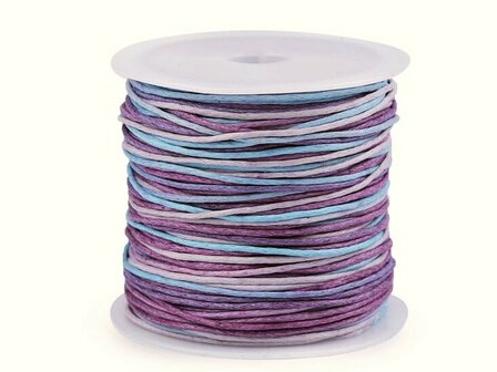 Waxkoord 1 mm kleurverloop NR 3 paars, lavendel,  grijs, blauw