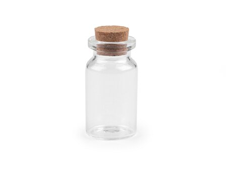 Glazen mini flesje met kurk 4 cm