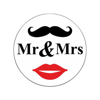 Ronde stickers Mr &amp; Mrs 10 stuks