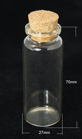 poort Aanpassing laser Glazen flesje met kurk wensflesjes geluksflesjes - Organza zakjes  groothandel